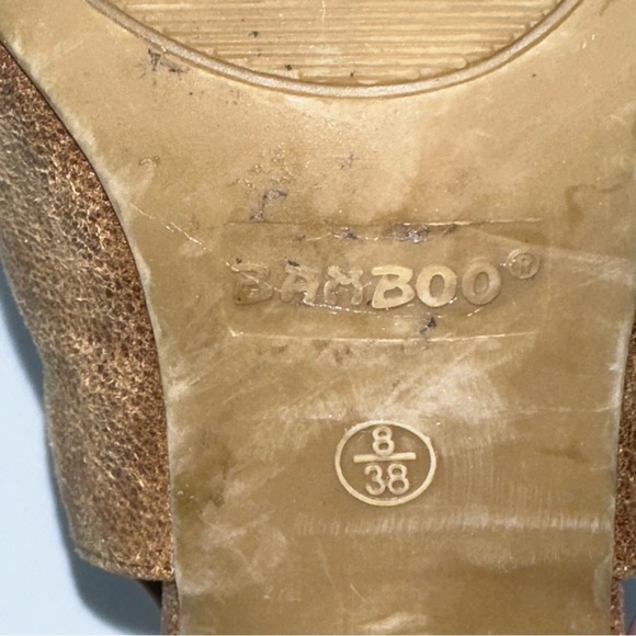 Bamboo Faux Suede Peep Toe Ankle Strap Block Heel Shoes 8/38 Y2K Boho Momcore - Picture 8 of 11